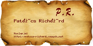 Patócs Richárd névjegykártya